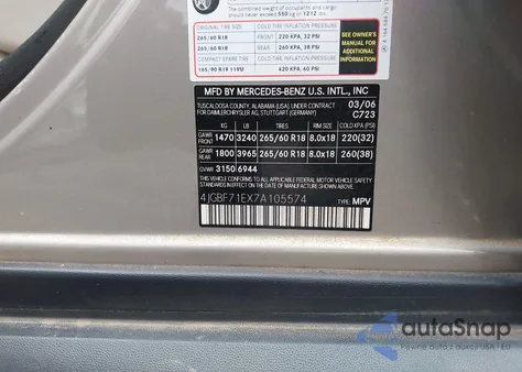 2007 Mercedes-Benz Gl 450 4Matic z USA, uszkodzony, nr VIN 4JGBF71EX7A105574